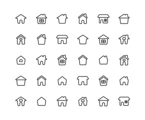 Home Ouline Icon Set on white background.