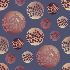 abstract bubbles seamless pattern in retro brown blue shades