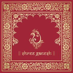 Ganesha, wedding card, royal Rajasthan, India	