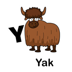 Alphabet Letter y-yak vector illustration