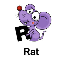 Alphabet Letter r-rat vector illustration