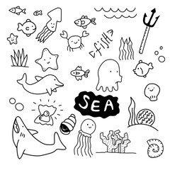 Hand drawn doodle illustration collection set