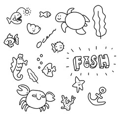 Hand drawn doodle illustration collection set