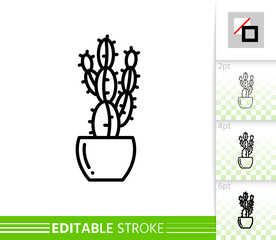 Cactus succulent plant simple line vector icon