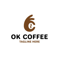 OK Coffee Hand Bean Logo