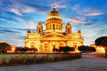 St. Isaac's Cathedral at night, Saint Petersburg, Russia