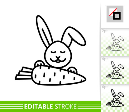 Easter bunny carrot simple thin line vector icon