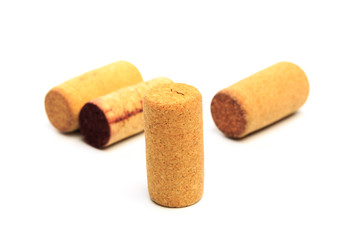 Wine corks isolated on white background .
