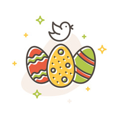 Easter egg bird filled outline color vector icon