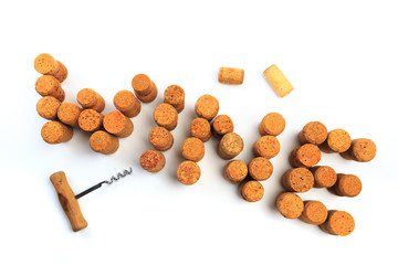 Wine corks isolated on white background .