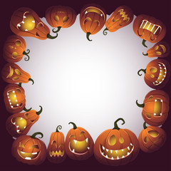 Halloween frame with scary pumpkin monsters.