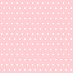white dotted polka pattern lecture on white background. Polka dot seamless pattern background. Pink polka dot pattern.