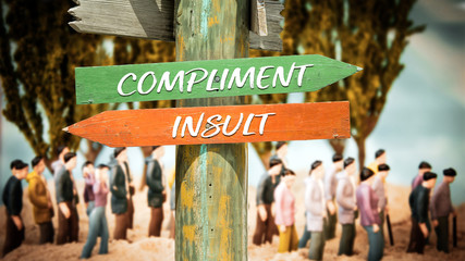 Street Sign Compliment versus Insult