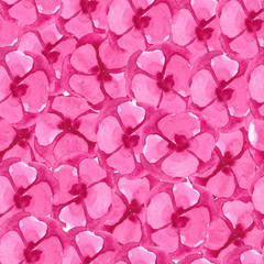 Obraz premium Pink watercolor hydrangea flowers. Seamless floral pattern