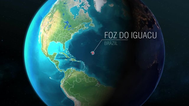 Brazil - Foz do Iguacu - Zooming from space to earth