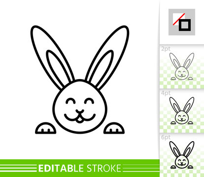 Easter bunny rabbit simple thin line vector icon