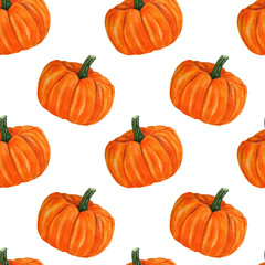 Pattern Autumn print pumpkin Illustrations Watercolor Botanical Digital paper Textile Autumn Fall Decor Wallpaper Scrapbooking