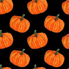 Pattern Autumn print pumpkin Illustrations Watercolor Botanical Digital paper Textile Autumn Fall Decor Wallpaper Scrapbooking