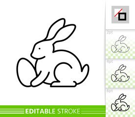 Easter bunny egg simple thin line vector icon