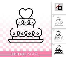 Cake wedding dessert sweet simple line vector icon