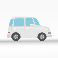 White eco car on white background vector illustration.