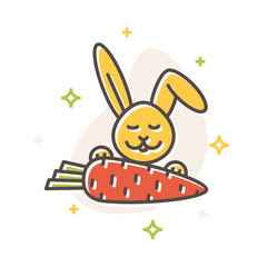 Easter bunny carrot filled outline vector icon