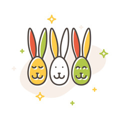 Easter egg bunny rabbit filled outline vector icon