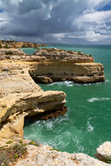 Coastal landscape the southern coast of the Algarve, Portugal.
