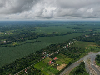 Beautiful aerial view of the Pacuare river in Costa Rica