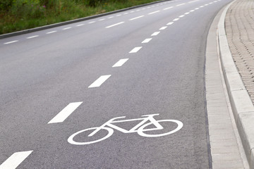 bicycle lane in europe closeup