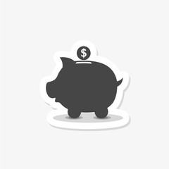 Piggy bank sticker icon isolated on white background. Piggy bank icon in trendy design style