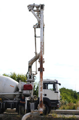 Concrete pouring during commercial concreting floors of buildings in construction