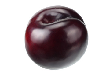one plum fruit isolated on white background.