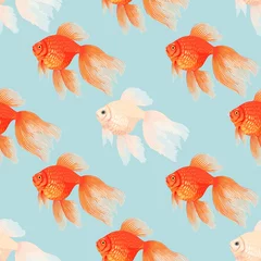 Printed kitchen splashbacks Gold fish Vector seamless pattern with high detail goldfish