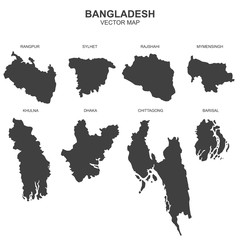 map of Bangladeshon on white background