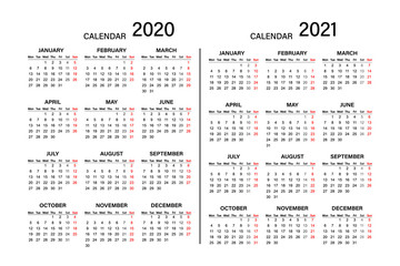 Calendar 2019 2020 year. Week starts on Monday. Year 2020-2021, Calendar Design.