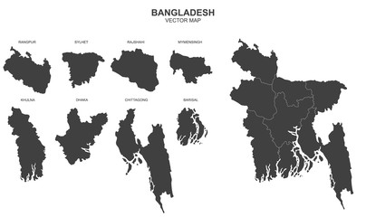 map of Bangladesh on on white background