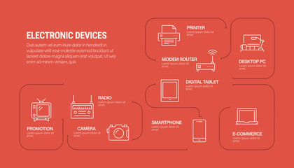 ELECTRONIC DEVICES INFOGRAPHIC DESIGN STOCK ILLUSTRATION