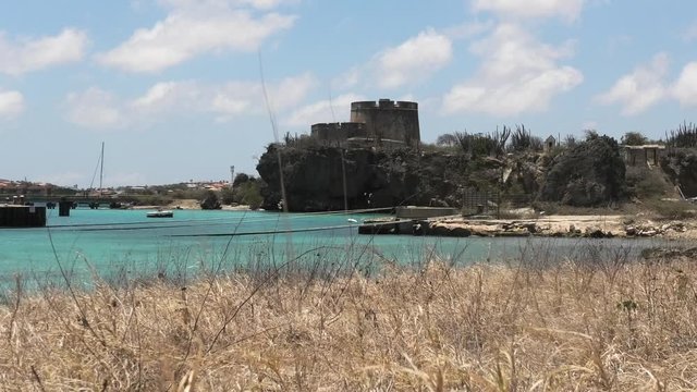 Cura&ccedil;ao Fort Beekenburg, wide view from Tugboat Beach at Caracas Bay