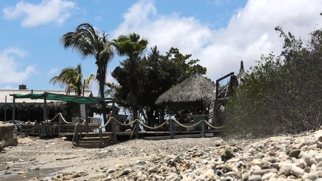Cura&ccedil;ao Tugboat Beach at Caracas Bay, native terrace , view from seaside