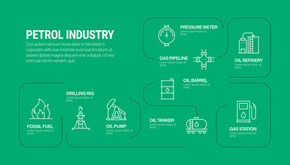 PETROL INDUSTRY INFOGRAPHIC DESIGN STOCK ILLUSTRATION