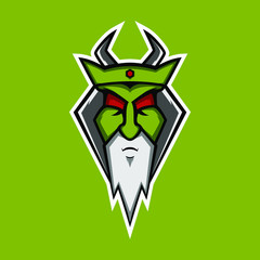 green king mascot logo. bearded king mascot logo