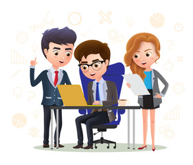 Business character employee office idea vector concept. Business character employee brainstorming ideas for business project. Vector illustration.