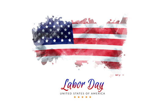USA Labor Day greeting card with american flag grunge background