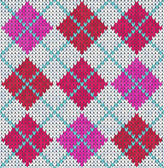 Knitting classic geometric pattern. Knitted realistic seamless background, texture. Vector seamless background for banner, site, greeting card, wallpaper. Vector Illustration.