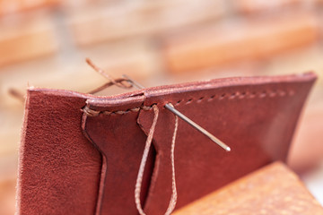 Sewing creating leather handmade wallet leathercraft