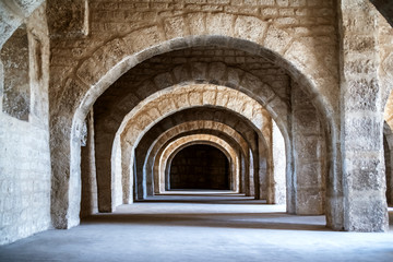 Stone corridors of Ribat Sousse. Tunisia. North Africa.