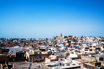 View of the Medina of Sousse from the tower of the Ribat. Tunisia. North Africa.