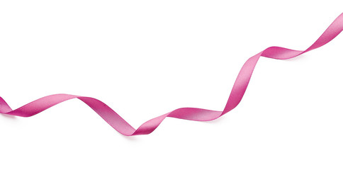 Obraz na płótnie Canvas Pink curly satin ribbon isolated on white