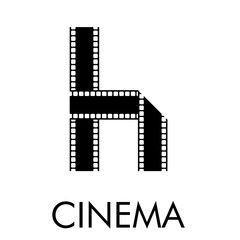 Fototapeta na wymiar Logotipo con texto CINEMA con letra h como tira de película en color negro